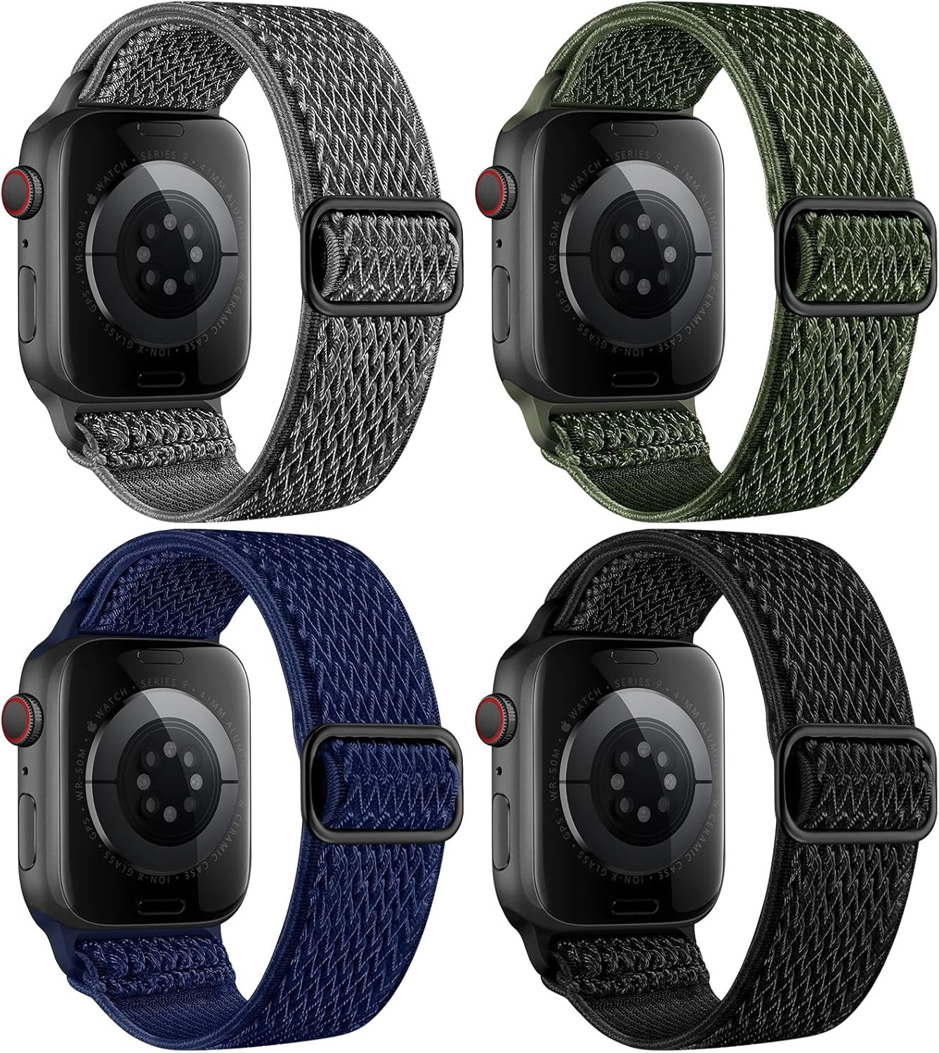 4er-Pack dehnbare Nylon-Armband-Apple-Uhr